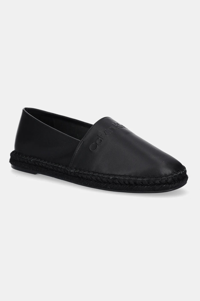 Calvin Klein Espadryle skórzane ESPADRILLE LTH czarny HM0HM01882