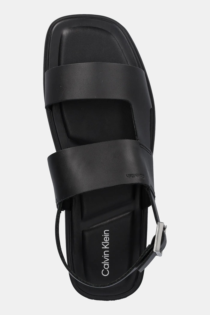 Kožené sandále Calvin Klein BACK STRAP W/ BUCKLE čierna HM0HM01736