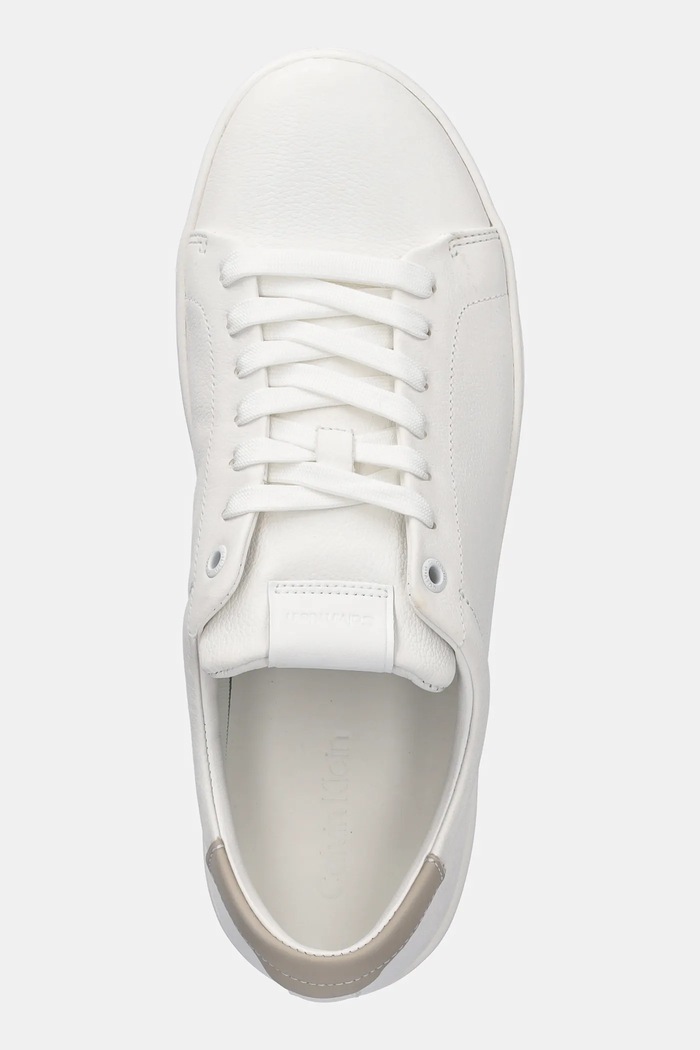 Kožne tenisice Calvin Klein LOW TOP LACE UP NU bijela HM0HM01758