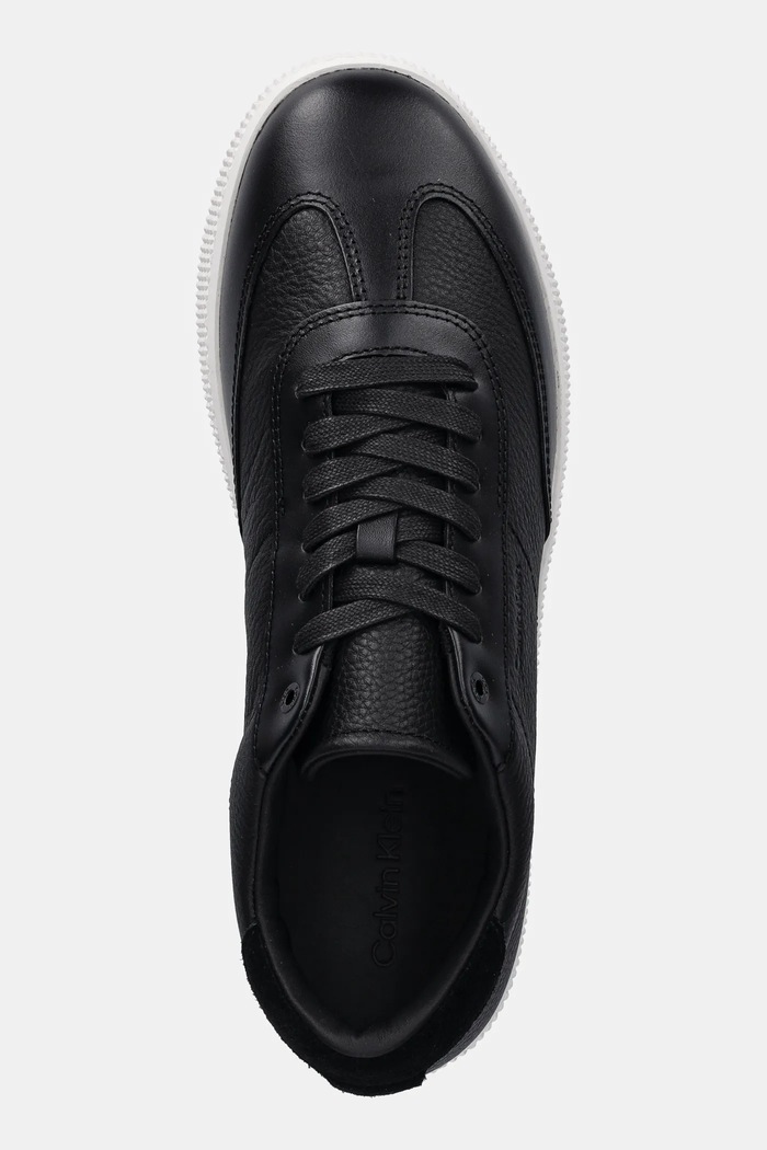 Kožené tenisky Calvin Klein LOW TOP LACE UP TMBL LTH čierna HM0HM01803