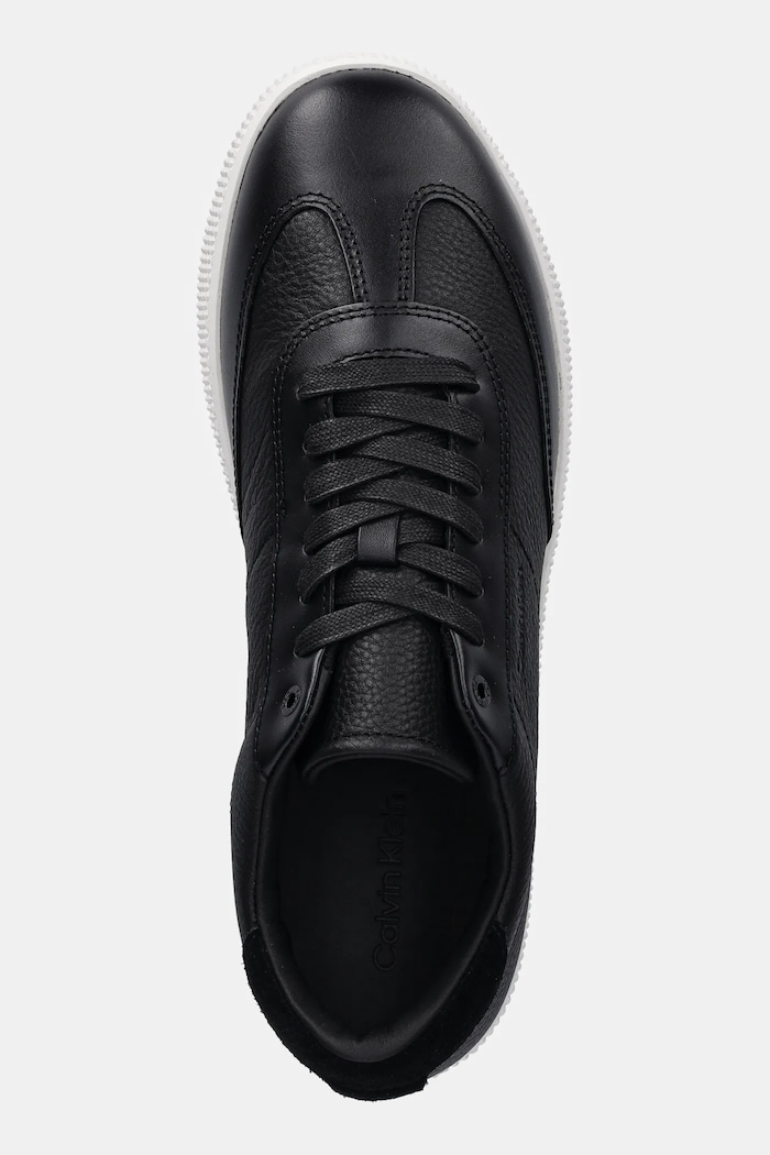 Kožené tenisky Calvin Klein LOW TOP LACE UP TMBL LTH čierna HM0HM01803