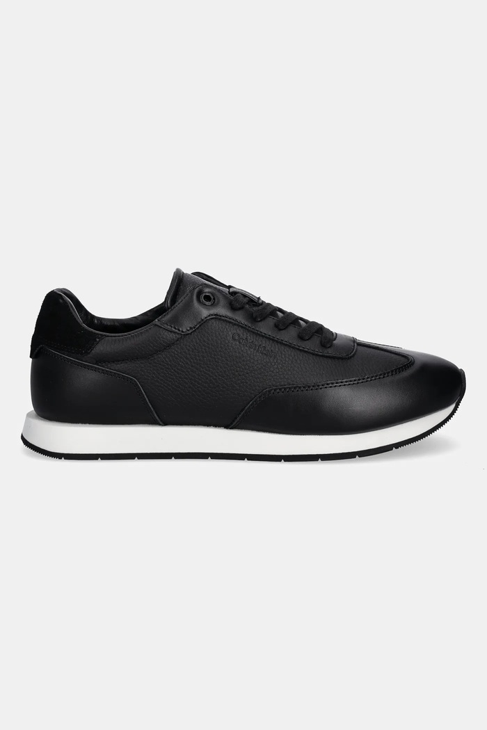 Calvin Klein sneakersy skórzane LOW TOP LACE UP TMBL LTH HM0HM01804 czarny SS25