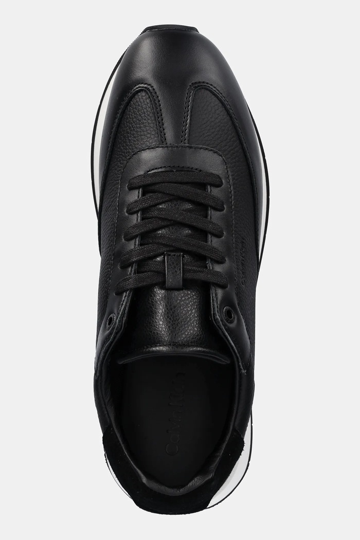 Calvin Klein sneakersy skórzane LOW TOP LACE UP TMBL LTH czarny HM0HM01804
