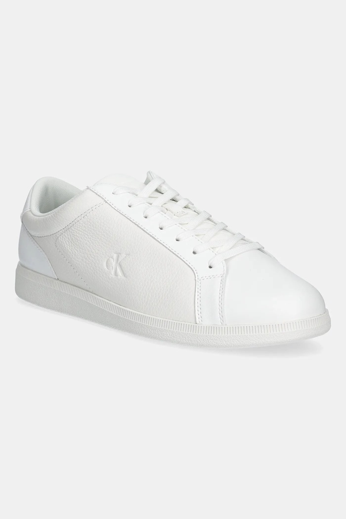 Tenisice Calvin Klein Jeans LOW PROFILE CUPSOLE CM imitacija zrnate kože bijela YM0YM01190