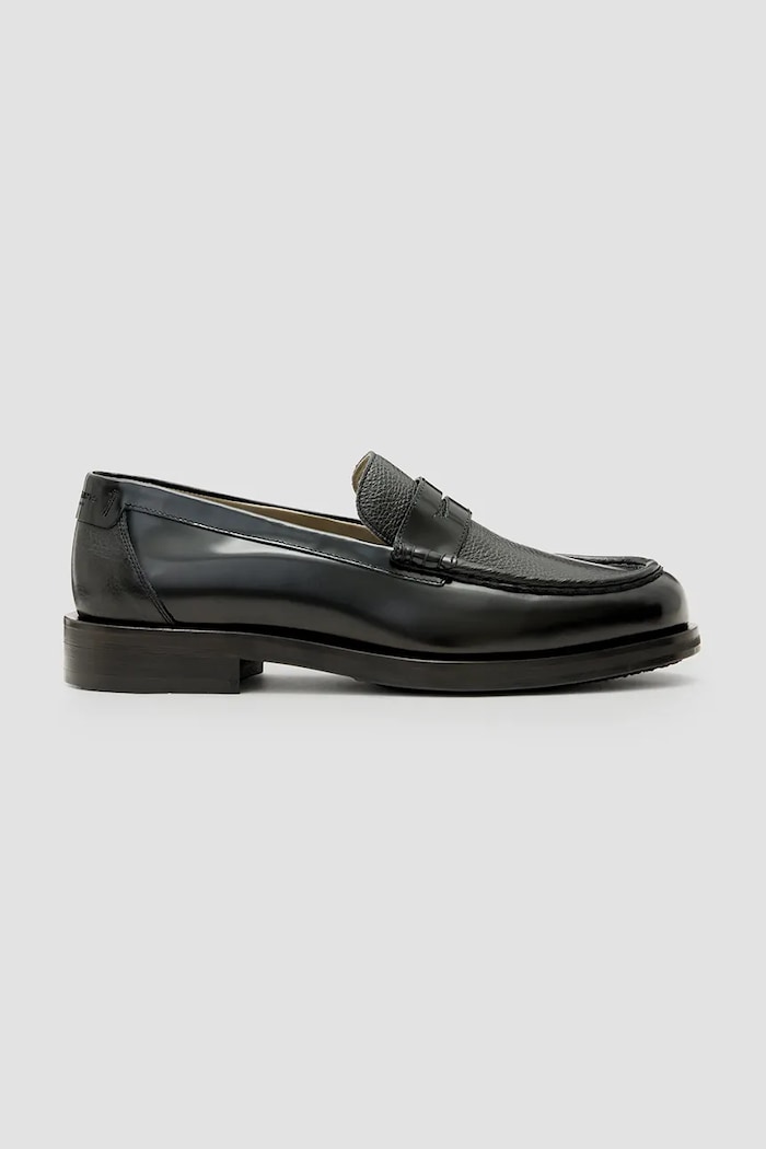 AllSaints mokasyny skórzane Bloom Loafer skóra licowa czarny M021FC