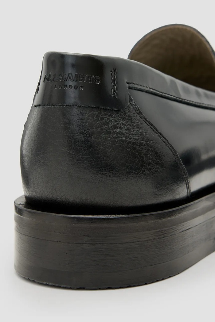 AllSaints mokasyny skórzane Bloom Loafer czarny M021FC