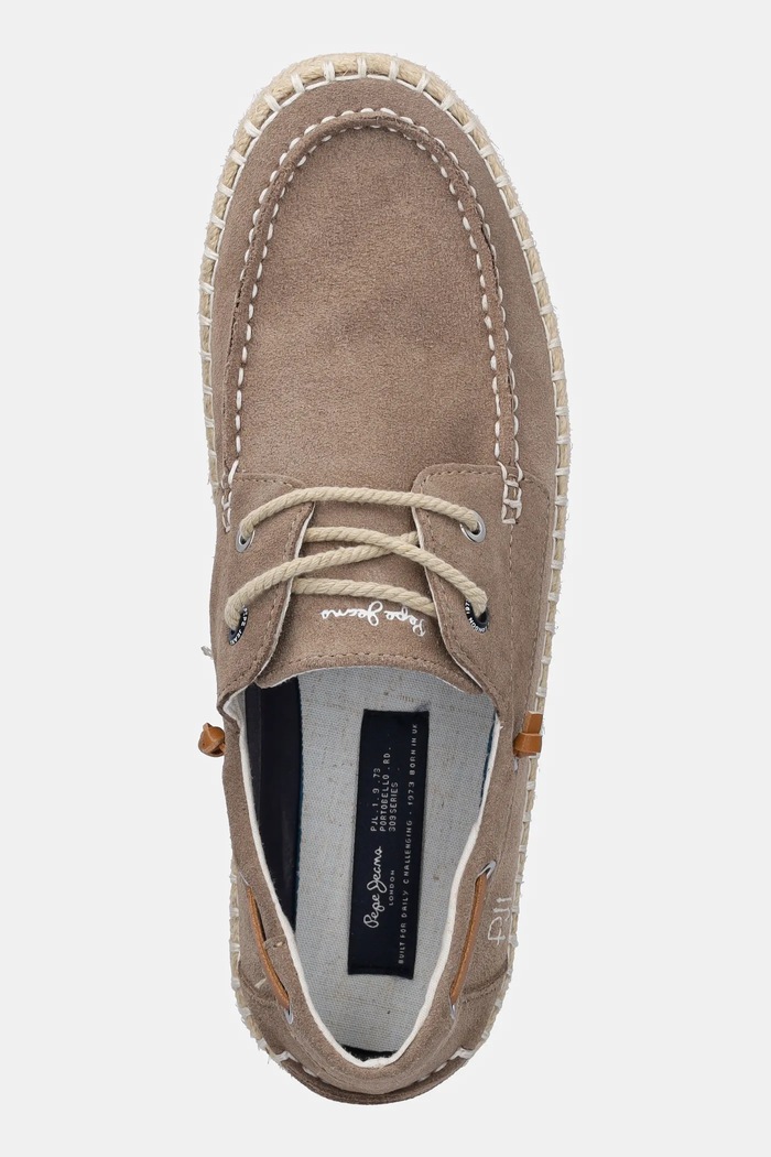 Espadrile od brušene kože Pepe Jeans TOURIST DECK bež PMS10335