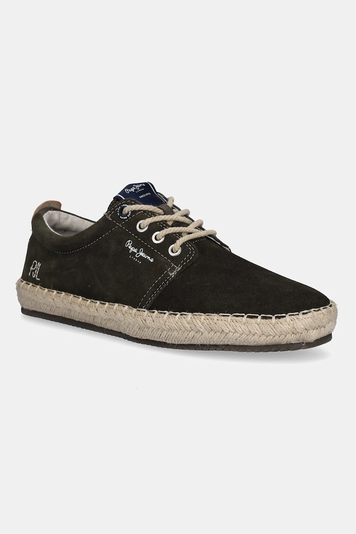 Pepe Jeans Espadrile din piele întoarsă TOURIST WEST verde PMS10336