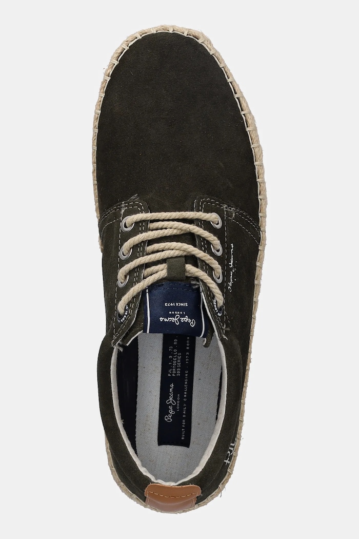Espadrile din piele întoarsă TOURIST WEST Pepe Jeans PMS10336 verde