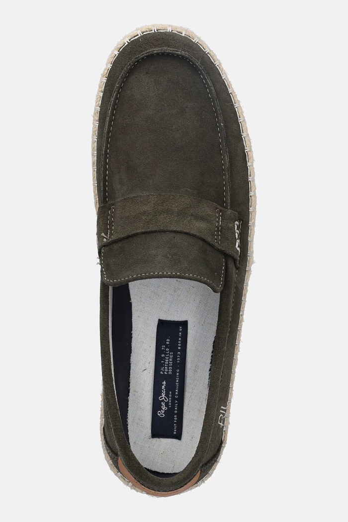 Espadrile od brušene kože Pepe Jeans TOURIST COAST zelena PMS10337