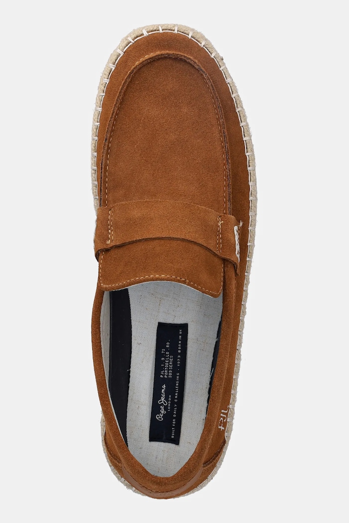 Espadrile od brušene kože Pepe Jeans TOURIST COAST smeđa PMS10337