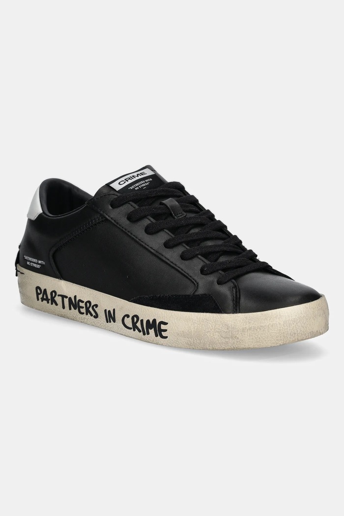 Crime London sneakersy skórzane DISTRESSED tekstylny czarny 18010AA6