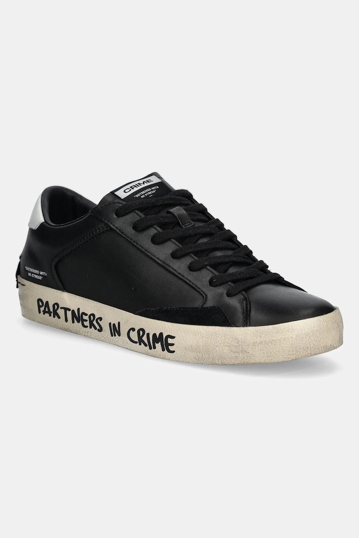 Crime London sneakersy skórzane DISTRESSED tekstylny czarny 18010AA6