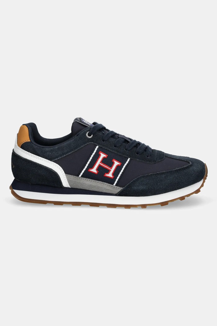 Kožené tenisky Hackett London HENDFOR PATCH HMS21452 námořnická modř SS25