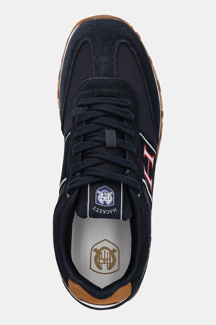 Kožené tenisky Hackett London HENDFOR PATCH námořnická modř HMS21452