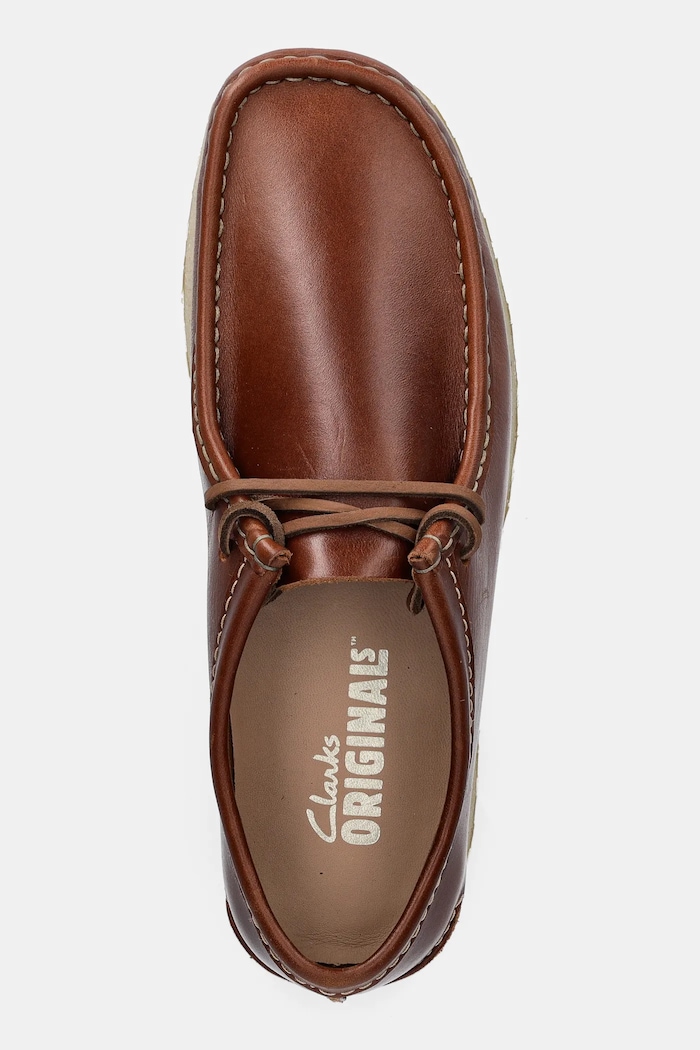 Clarks Originals mokasyny skórzane Godney Lace brązowy 26181128