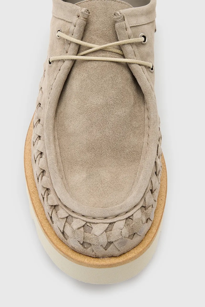 Semišové polobotky AllSaints Skiff Woven Shoe M057FC béžová