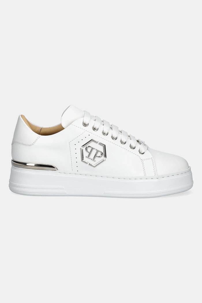 Philipp Plein sneakersy skórzane Nappa Lo-Top Hexagon USC0670.PLE010N.01 biały SS25