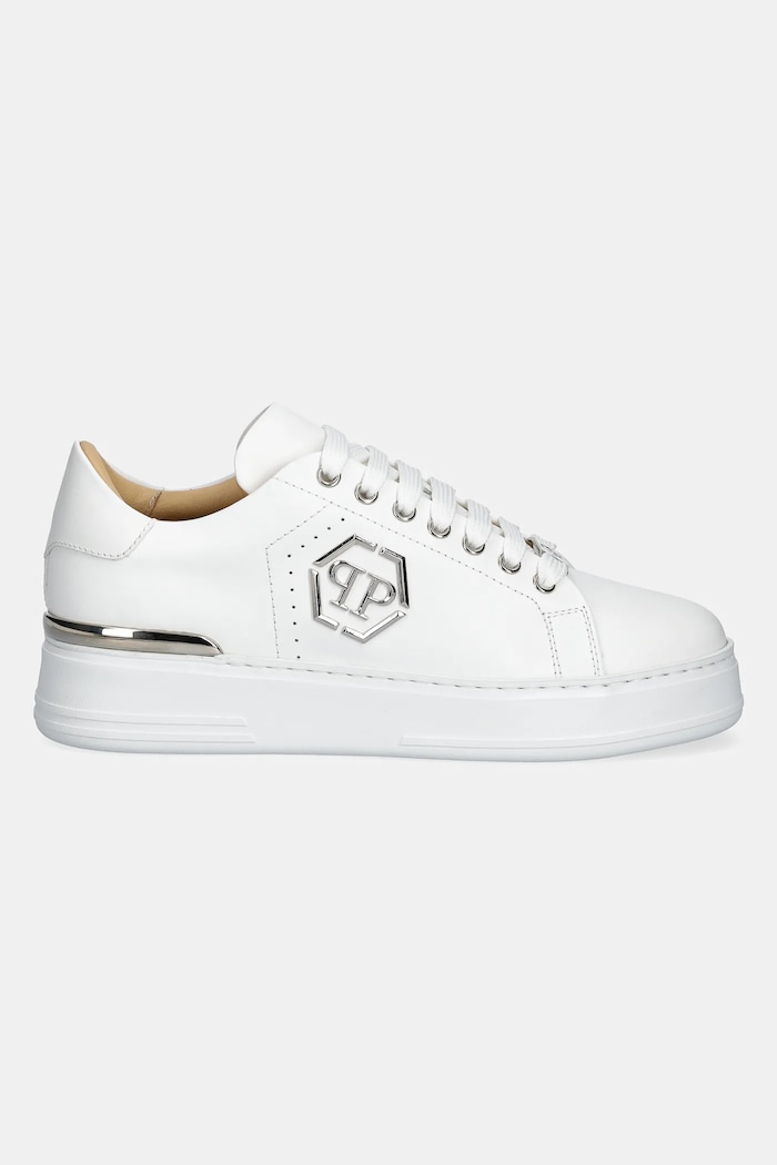 Philipp Plein sneakersy skórzane Nappa Lo-Top Hexagon USC0670.PLE010N.01 biały SS25
