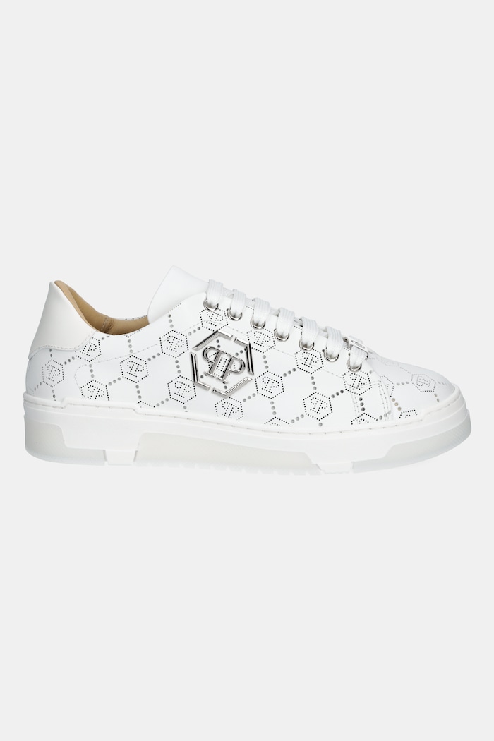 Kožené tenisky Philipp Plein Lo-Top Monogram USC0770.PLE010N.01 biela SS25