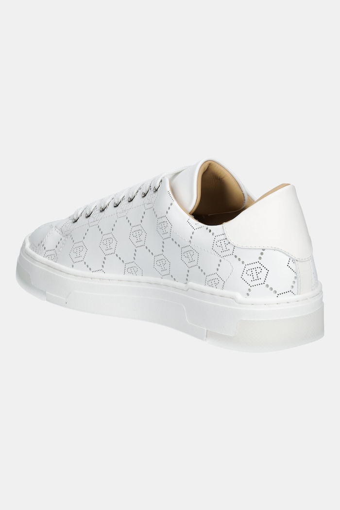Obuv Kožené tenisky Philipp Plein Lo-Top Monogram USC0770.PLE010N.01 biela