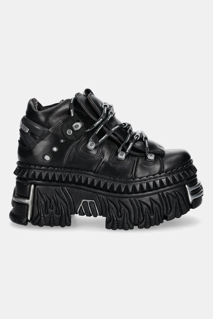 VETEMENTS sneakersy skórzane x New Rock Fire Platform UA66SN100B czarny SS25