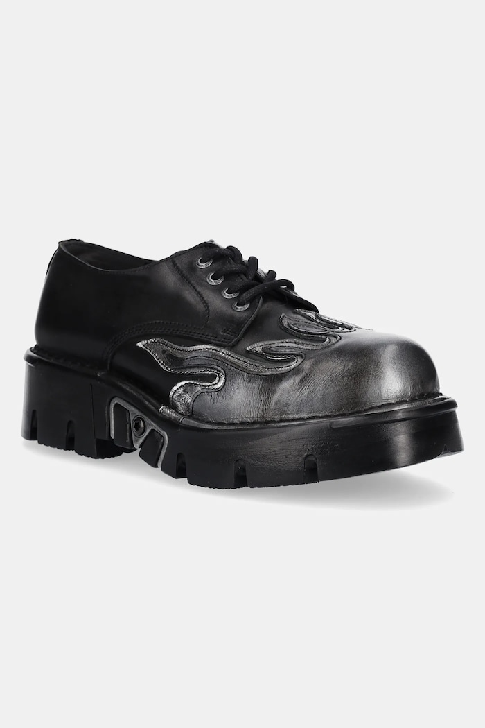 New Rock bőr félcipő METALLIC nappa bőr fekete M.1553.C3