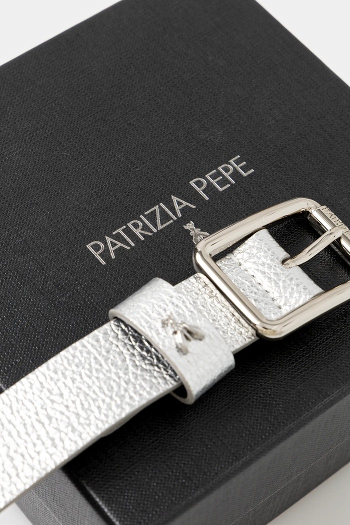 Doplňky Kožený pásek Patrizia Pepe 8W6408.L138 stříbrná