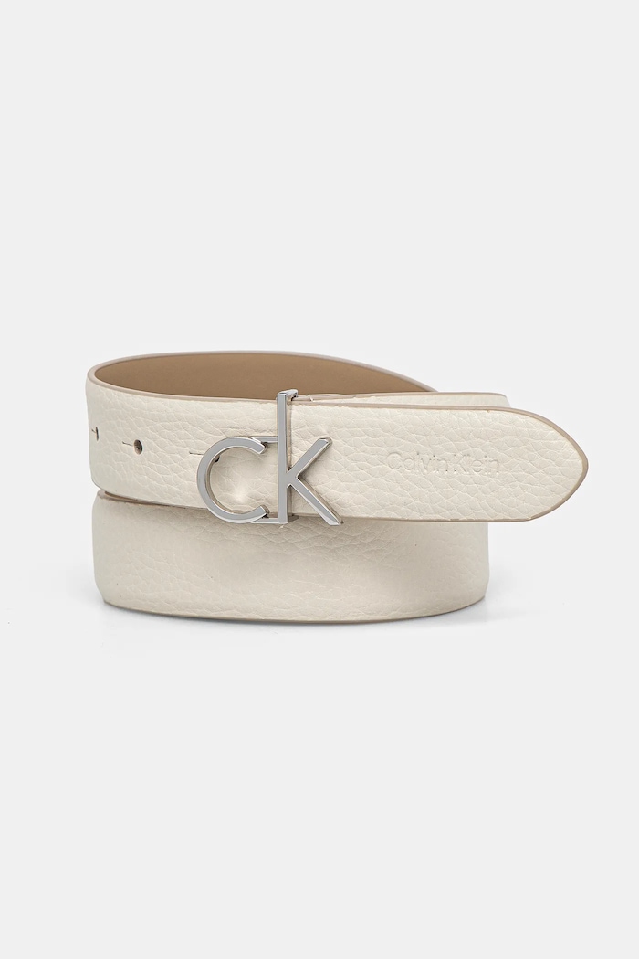 Calvin Klein Pasek skórzany beżowy K60K613073