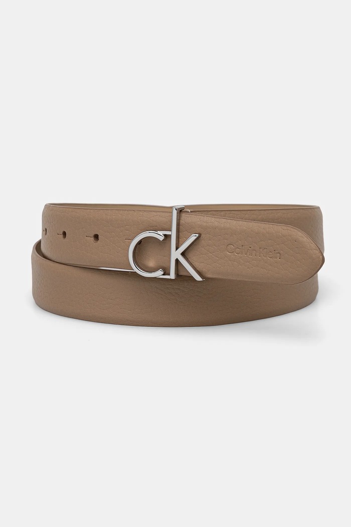 Calvin Klein pasek skórzany beżowy K60K613073