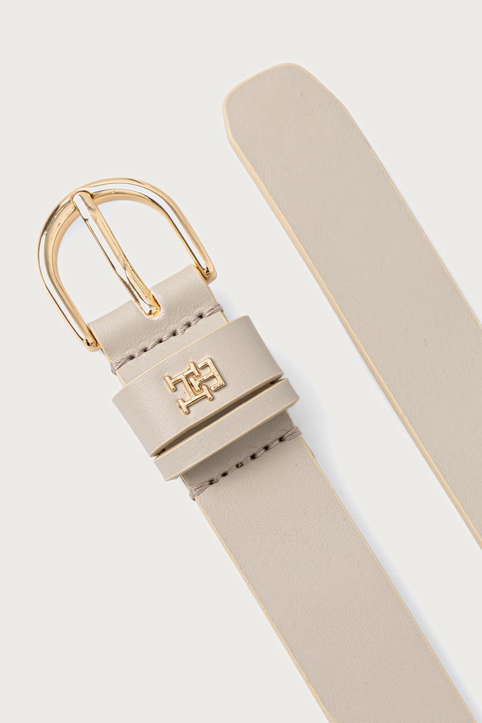 Tommy Hilfiger Pasek damski skórzany AW0AW16836 beżowy SS26