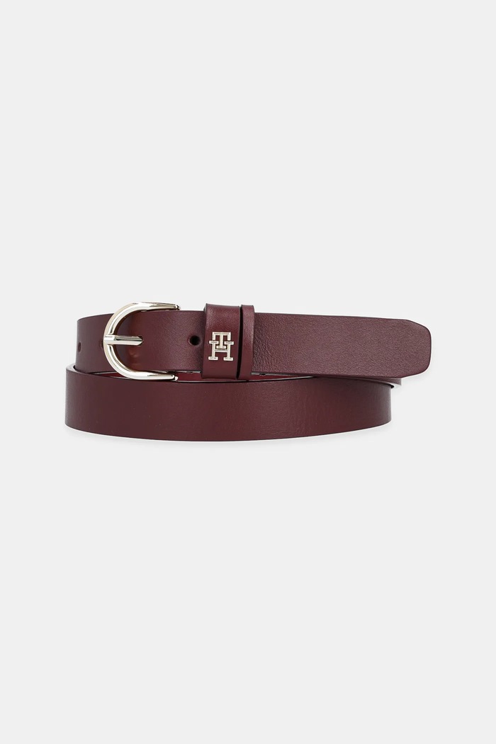 Tommy Hilfiger pasek damski skórzany bordowy AW0AW16836
