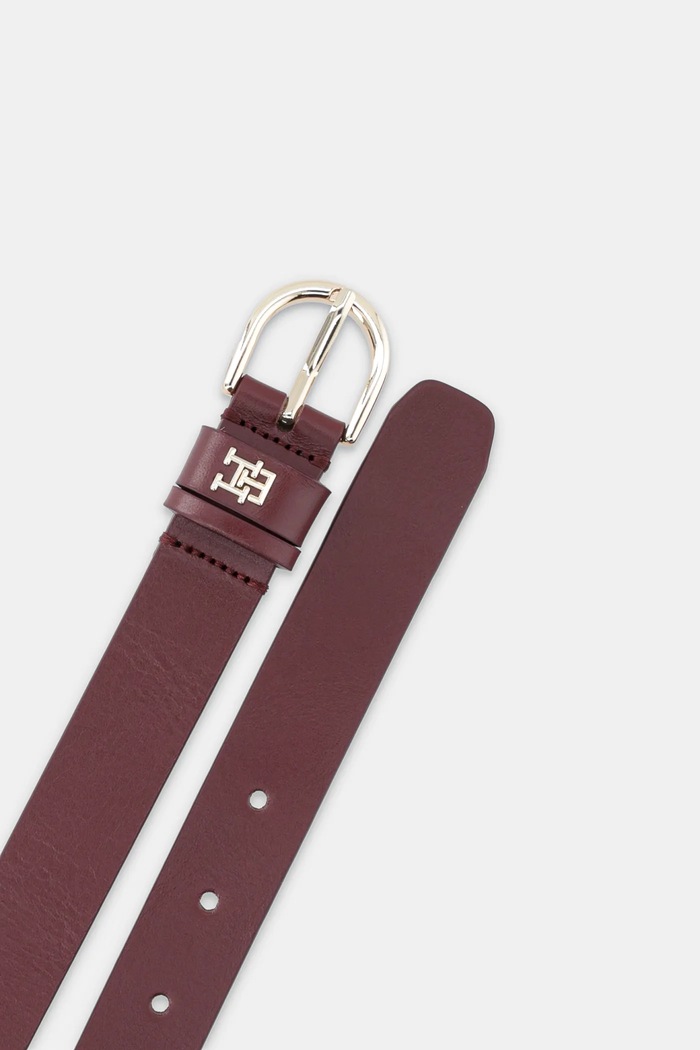 Tommy Hilfiger pasek damski skórzany AW0AW16836 bordowy SS26