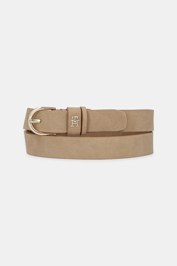 Tommy Hilfiger pasek skórzany beżowy AW0AW16838