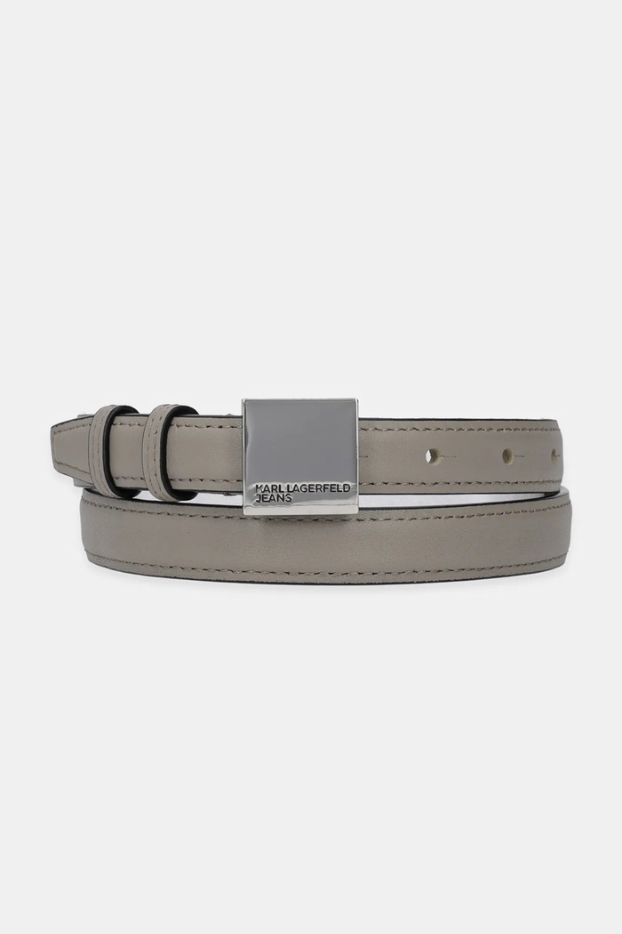 Remen Karl Lagerfeld Jeans imitacija zrnate kože siva A1W33125