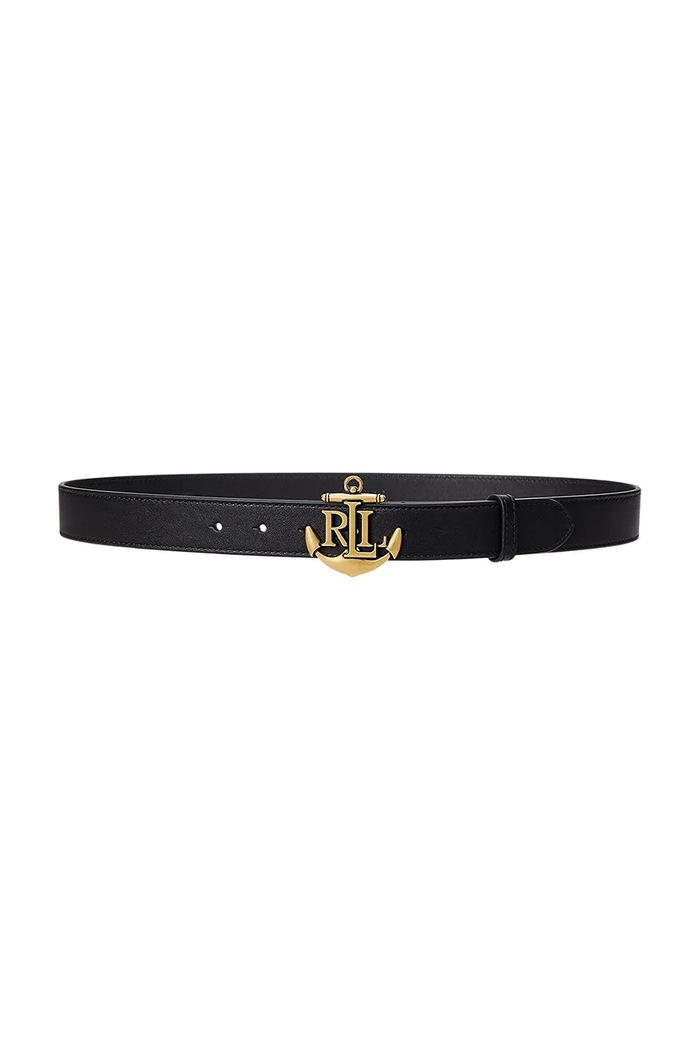 Kožený pásek Lauren Ralph Lauren černá 412957004