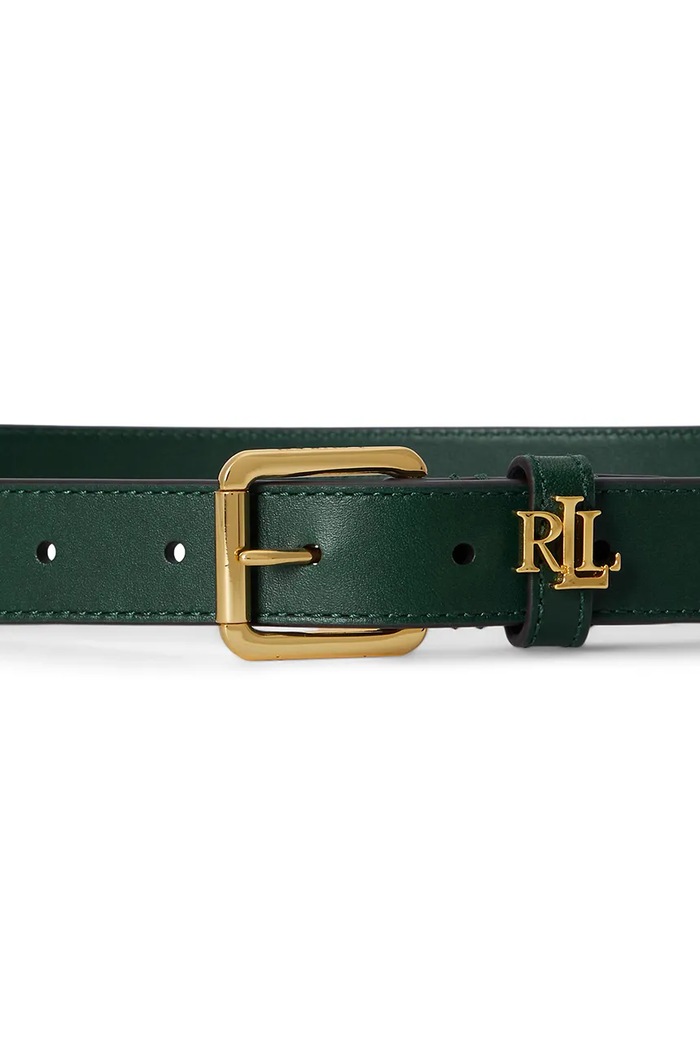 Lauren Ralph Lauren Pasek damski skórzany 412968763 zielony SS26