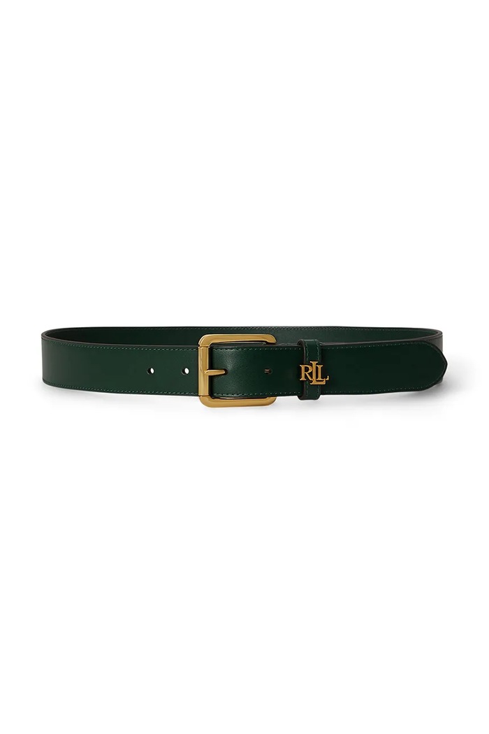 Lauren Ralph Lauren Pasek damski skórzany zielony 412968765