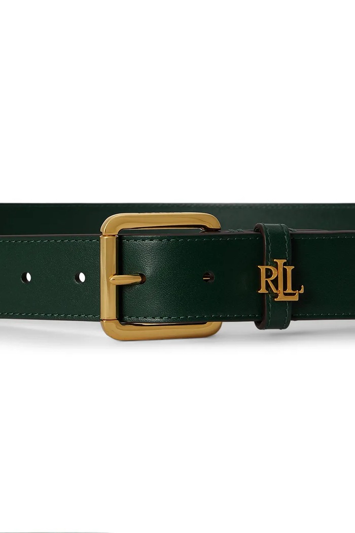 Lauren Ralph Lauren Pasek damski skórzany 412968765 zielony SS26