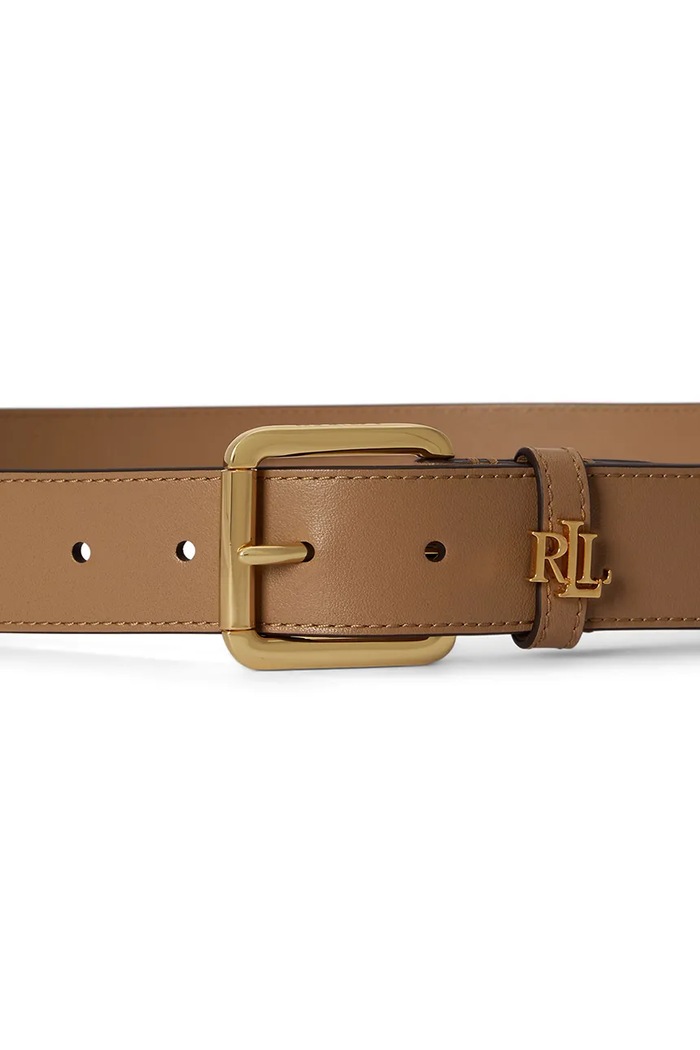 Lauren Ralph Lauren Pasek damski skórzany 412968765 brązowy SS26