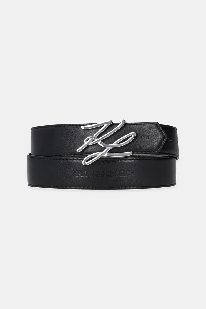 Usnjen dvostranski pas Karl Lagerfeld A1W33148 siva SS25