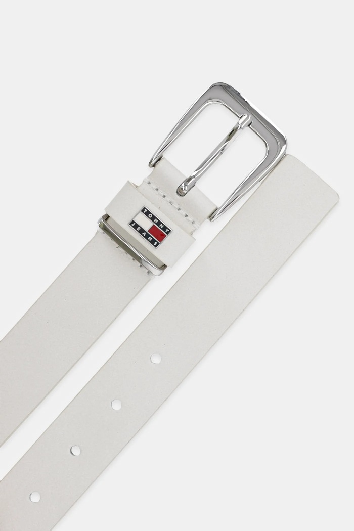 Tommy Jeans pasek skórzany AW0AW17317 biały SS25