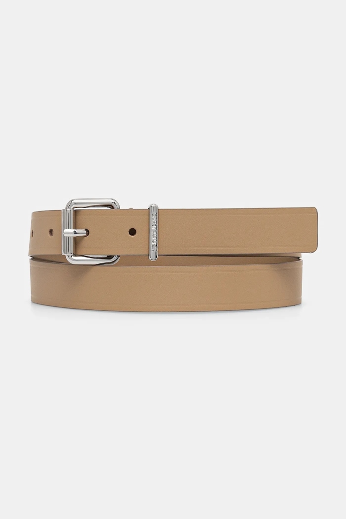 Kožený pásek Tommy Jeans béžová AW0AW17318