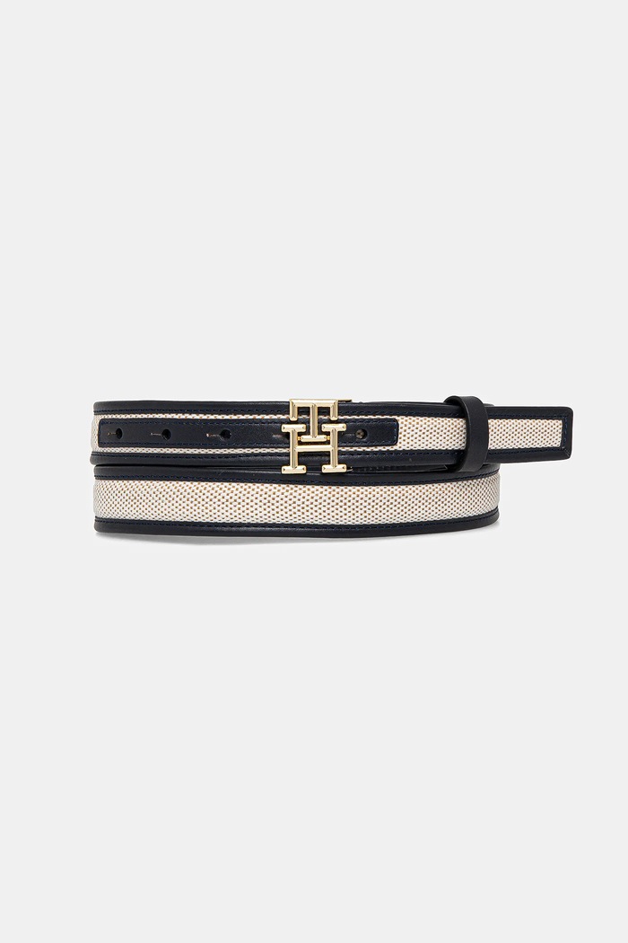 Kožený pásek Tommy Hilfiger přírodní kůže námořnická modř AW0AW17249