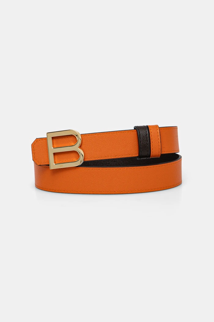 Obojstranný kožený opasok Bally WBG00B oranžová AW25