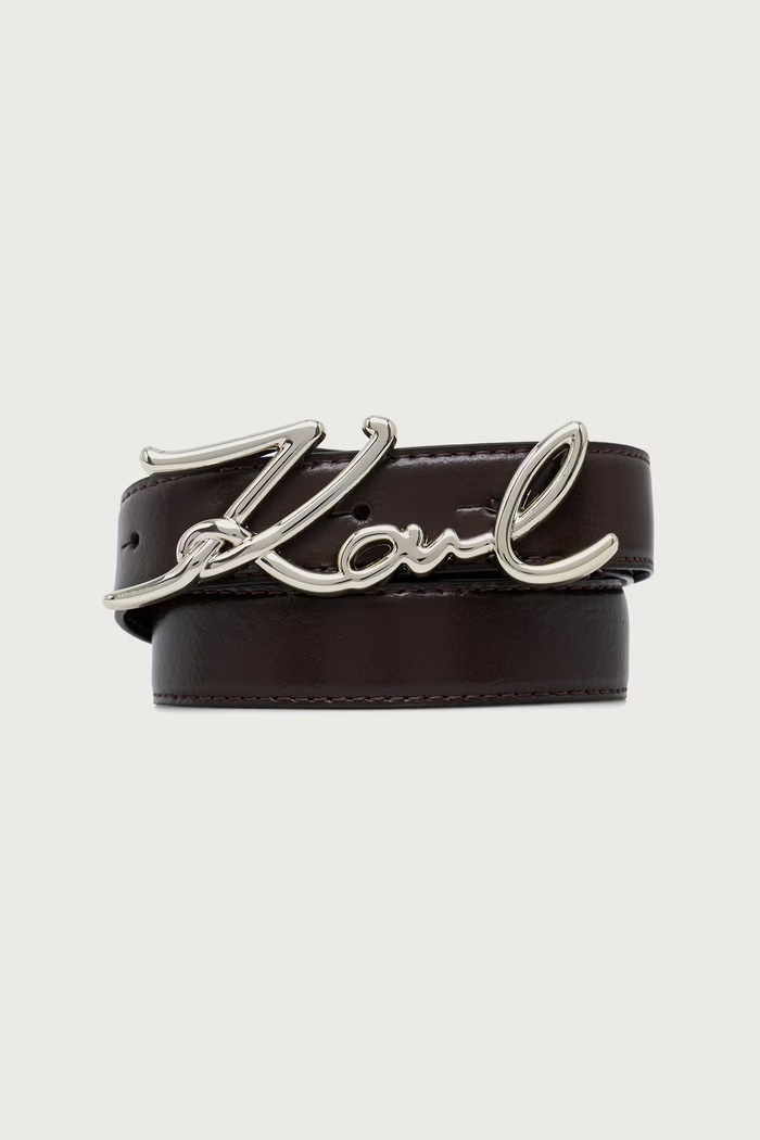 Karl Lagerfeld Pasek damski skórzany K/SIGNATURE brązowy A1W33205