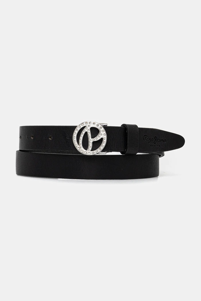 Δερμάτινη ζώνη Pepe Jeans ATHEMOND BELT μαύρο PL020866