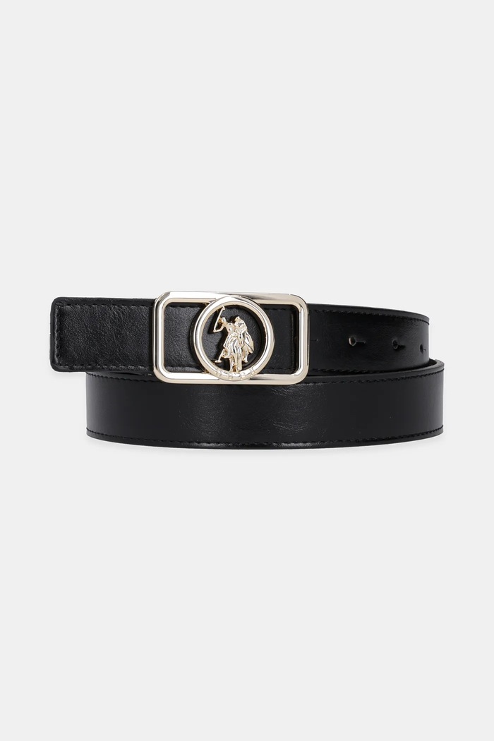 Ζώνη U.S. Polo Assn. Gardena απομίμηση λείου δέρματος μαύρο AEUGC2637WAJ