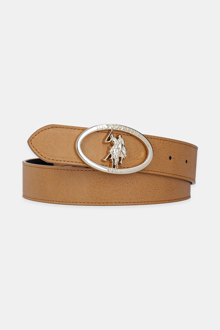 Kožený pásek U.S. Polo Assn. Marshall imitace kůže hnědá AIUQQ2565WAY