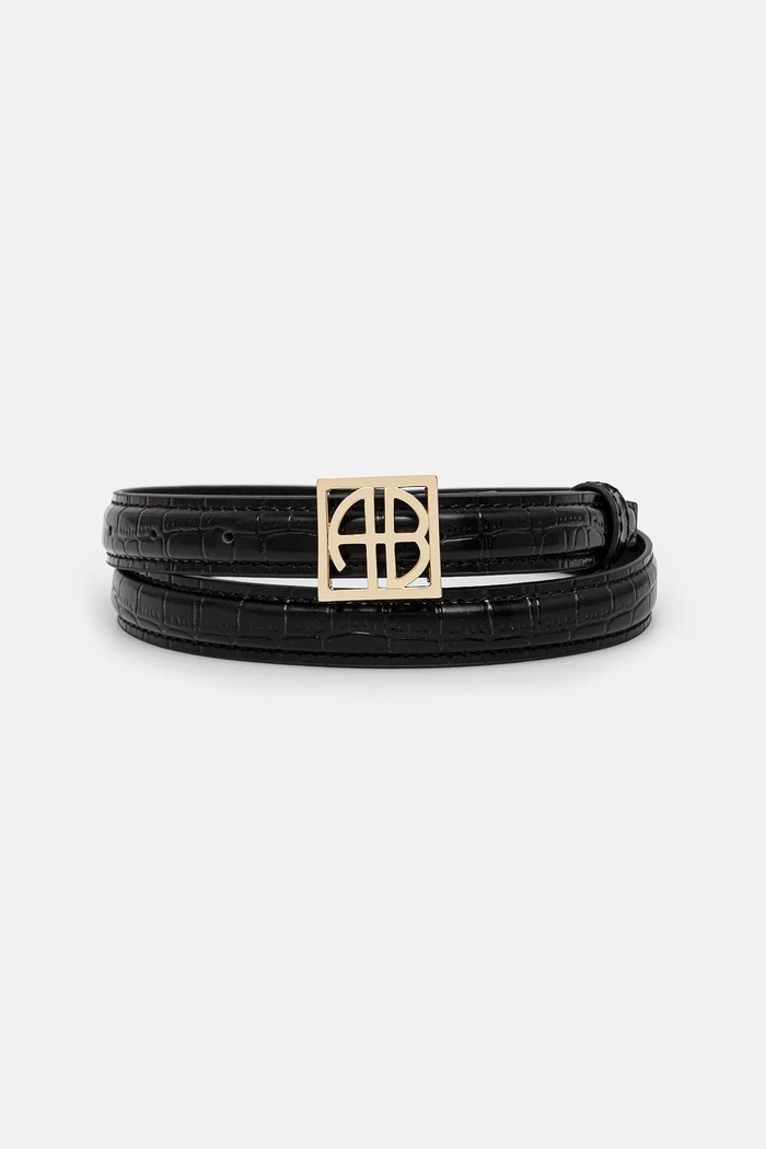 Anine Bing pasek skórzany Monogram Belt czarny A.12.10461